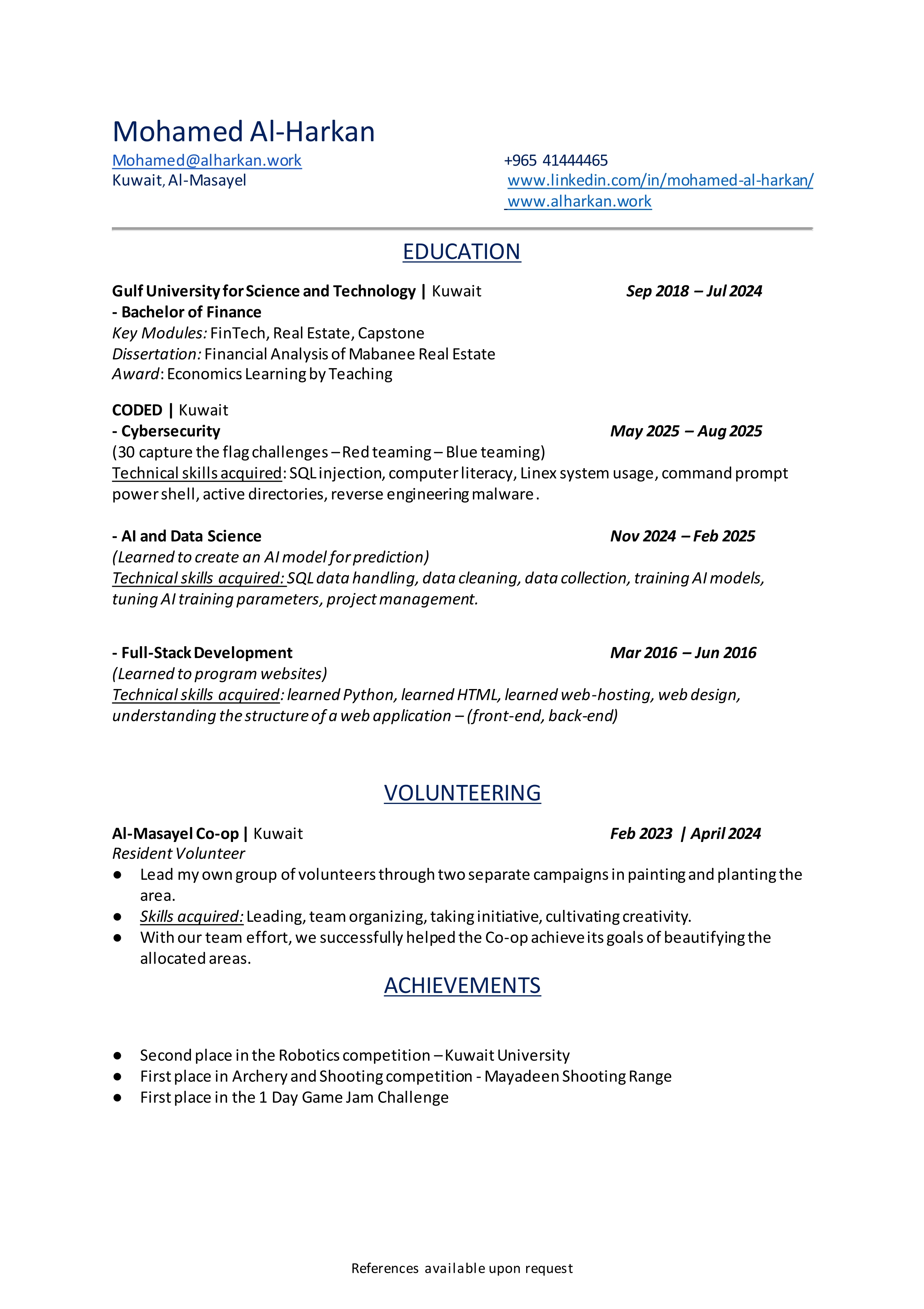 My CV - Page 1