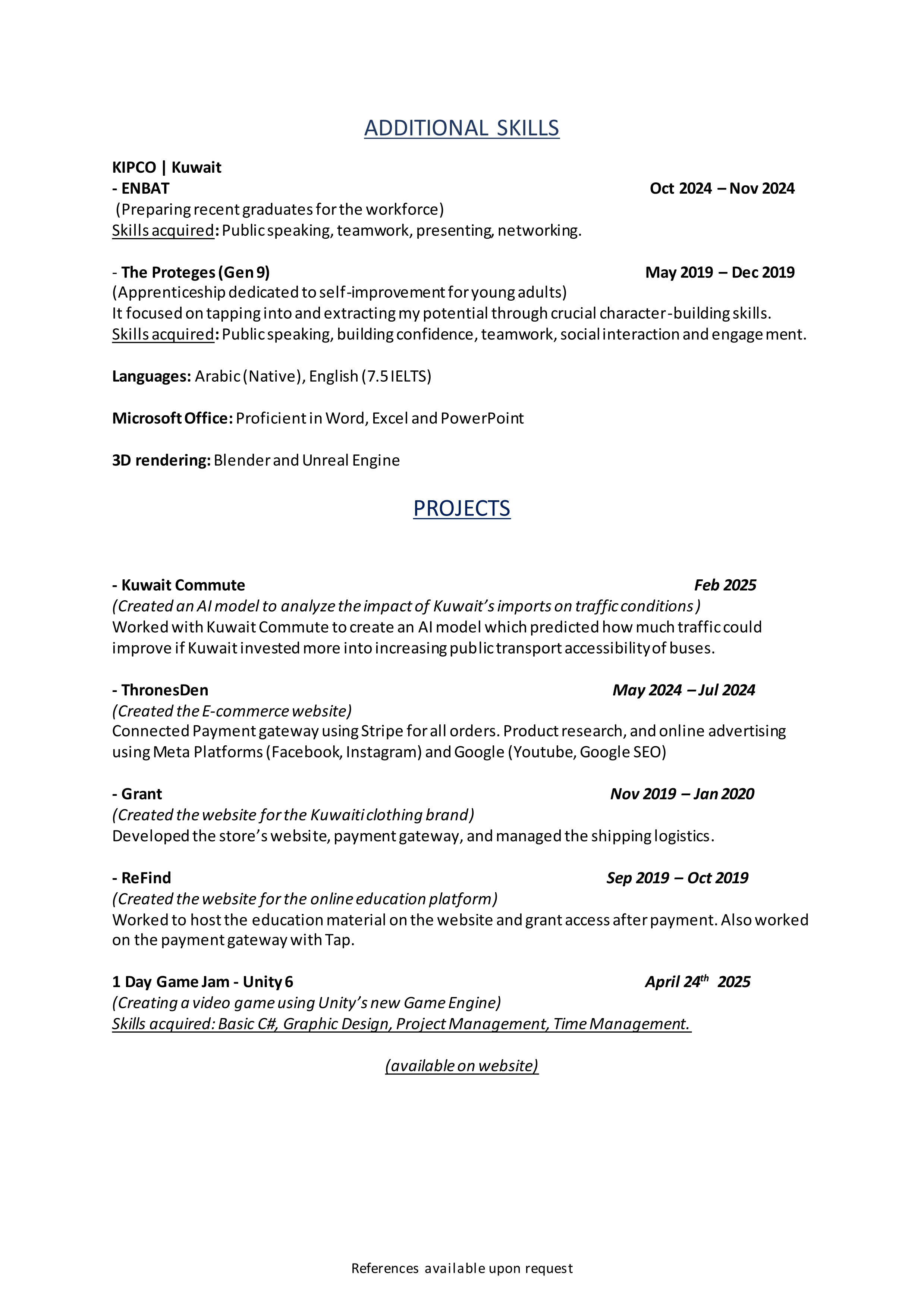 My CV - Page 2